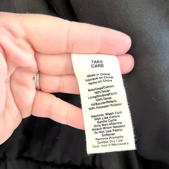 Avec Les Filles Sport Black Tencel Velvet-Trim Quilted Flight Jacket Size Medium - Picture 13 of 14